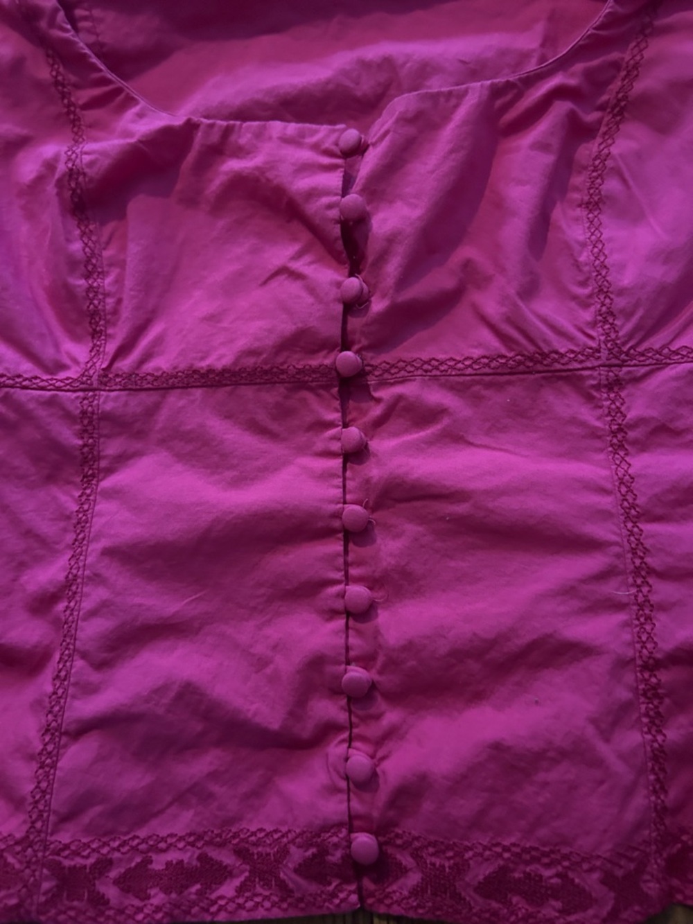 Wilfred Fuchsia Square-Neck Button-Up Blouse - Picture 6 of 7